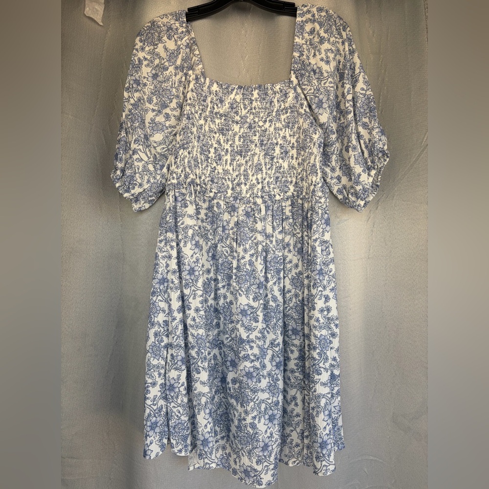 Blush Floral Smocked Spring Midi Maternity Dress